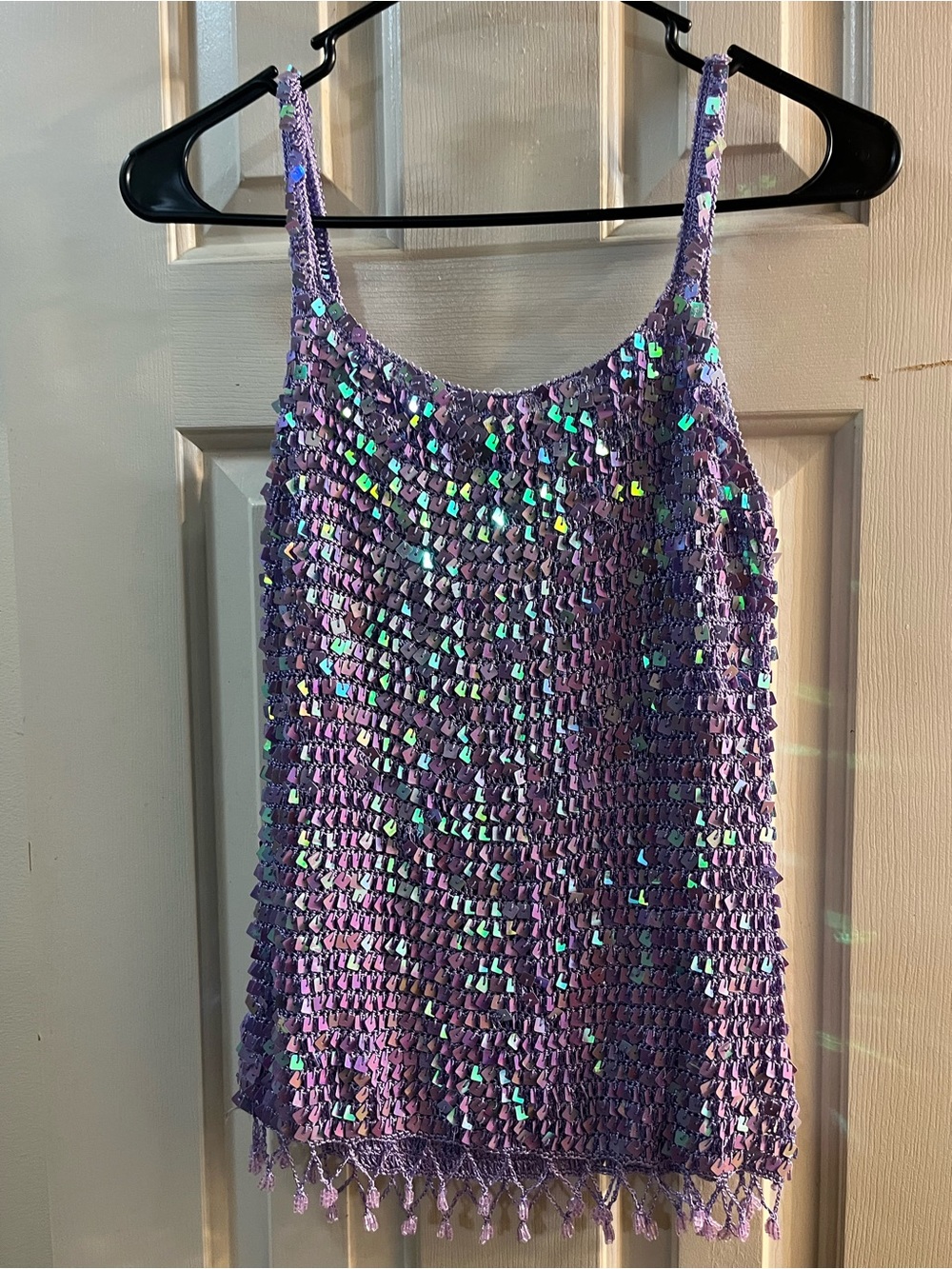 Y2K Glam Sparkle Sequin  Lavender Tank Top